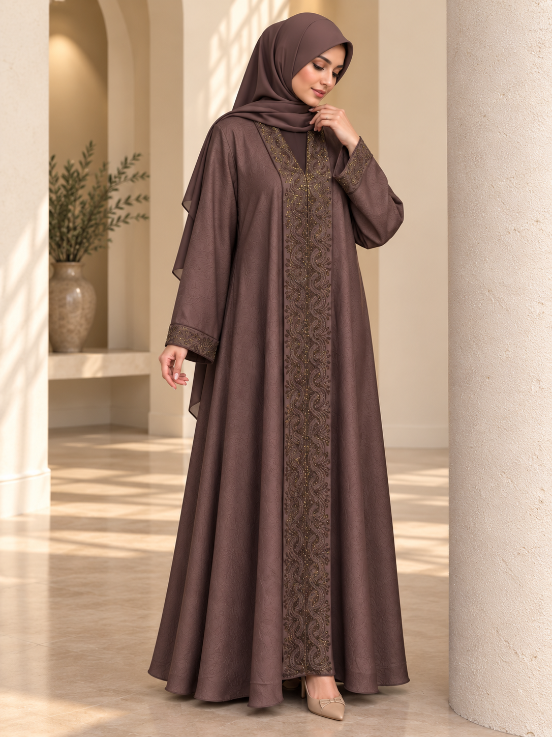 AAFIA KIMONO ABAYA | COFFEE