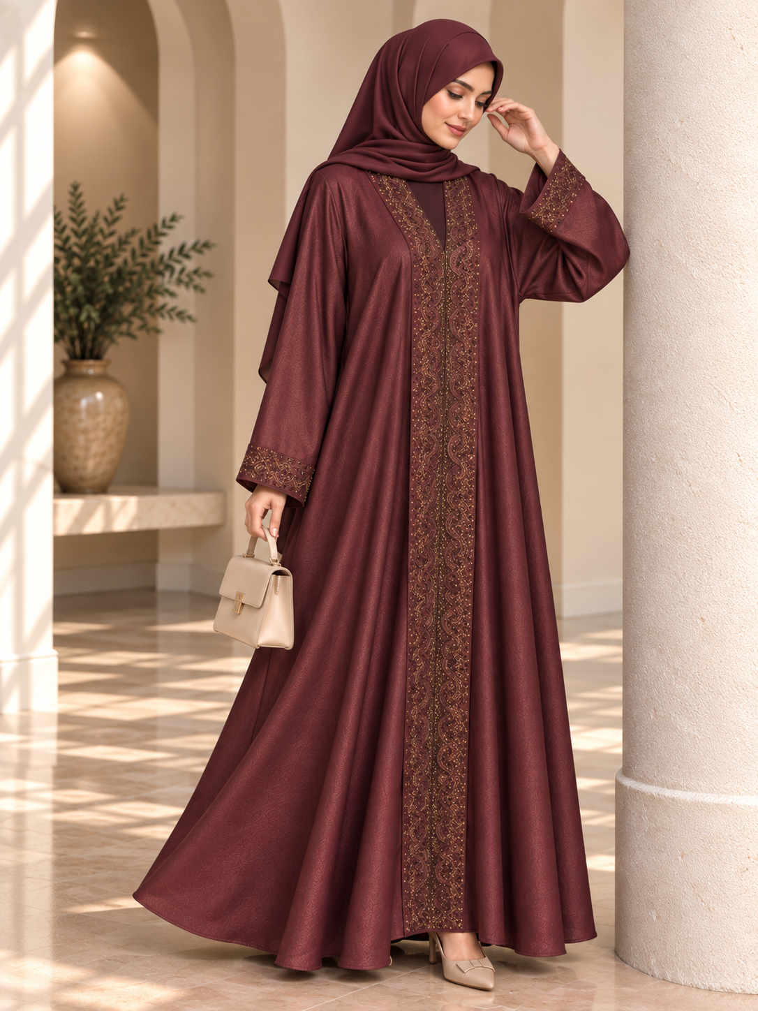 AAFIA KIMONO ABAYA | MAROON