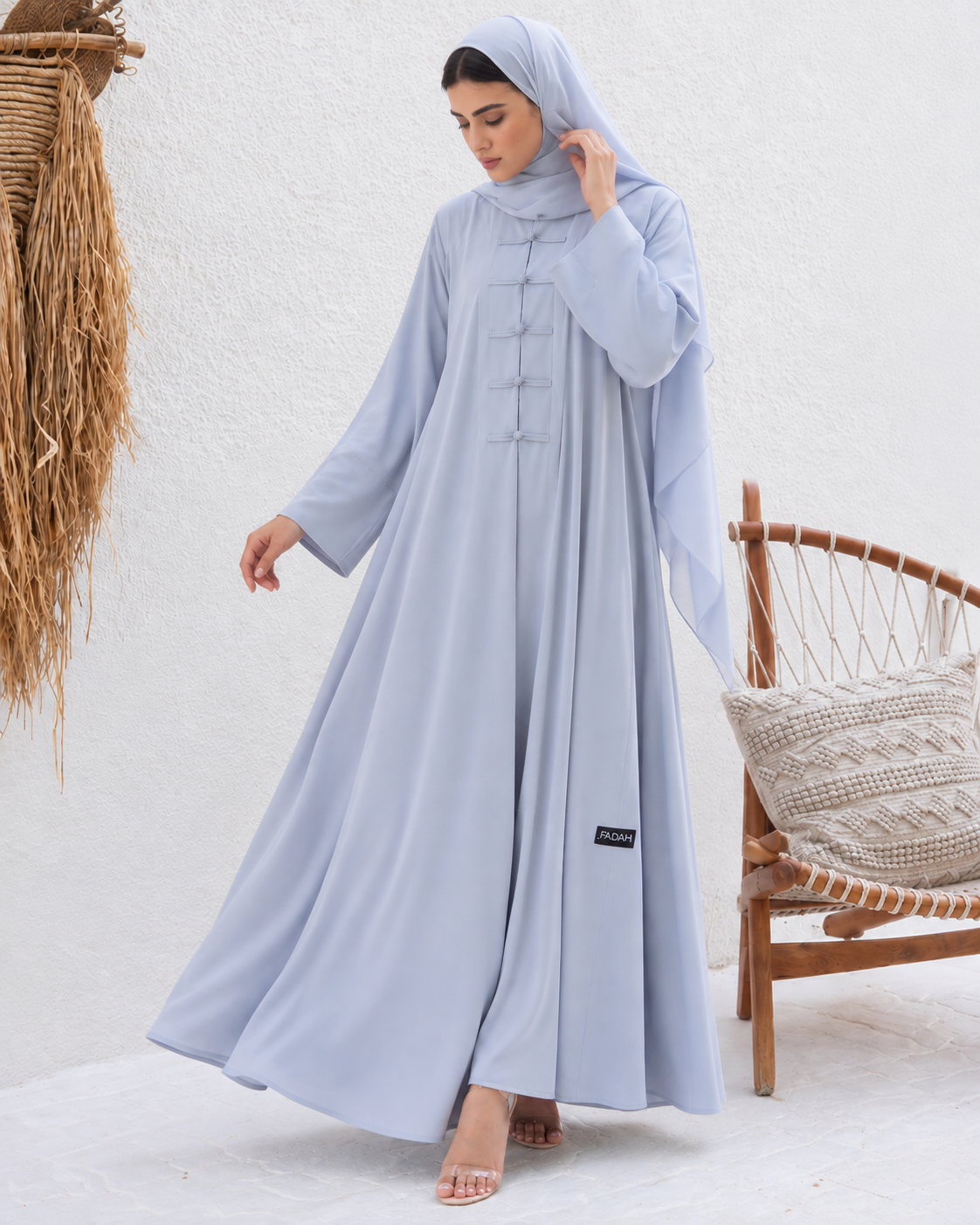 MEHER FRONT OPEN ABAYA | L-GRAY