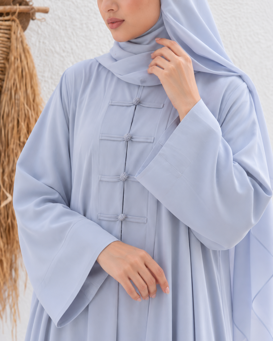 MEHER FRONT OPEN ABAYA | L-GRAY