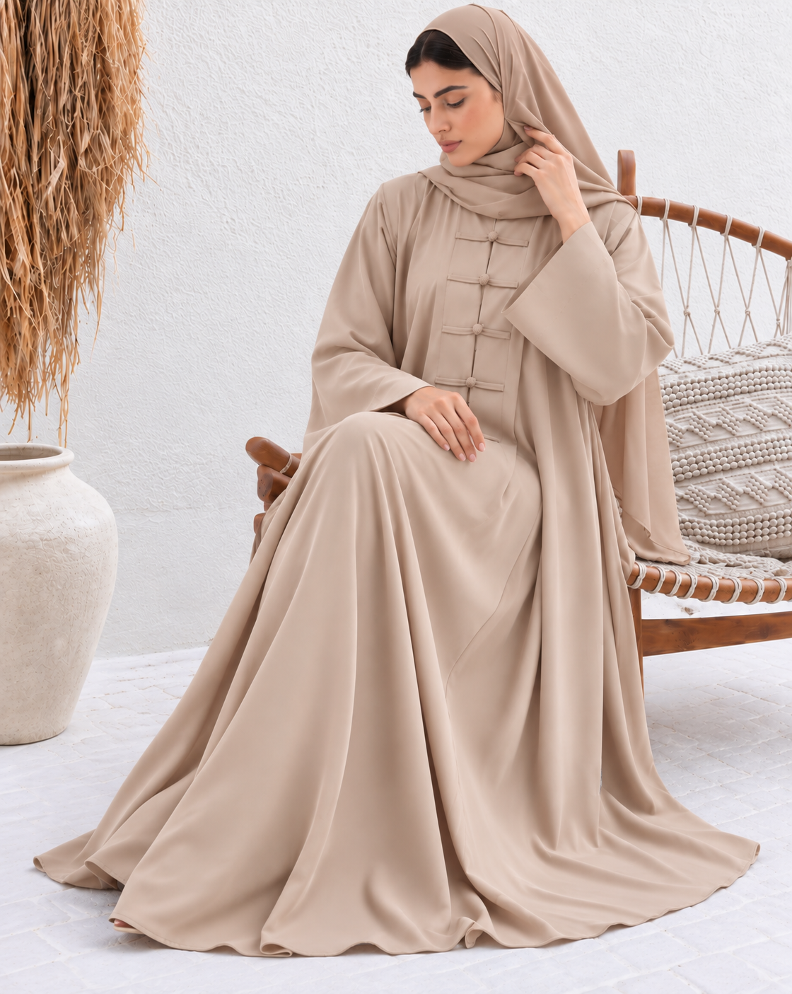 MEHER FRONT OPEN ABAYA | NUDE