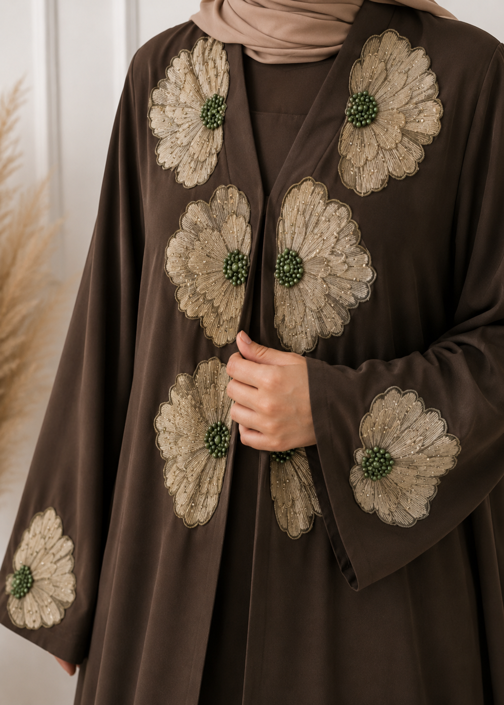 ILSAH FRONT OPEN ABAYA | BROWN