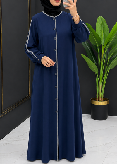NIMA FRONT OPEN ABAYA  | BLUE