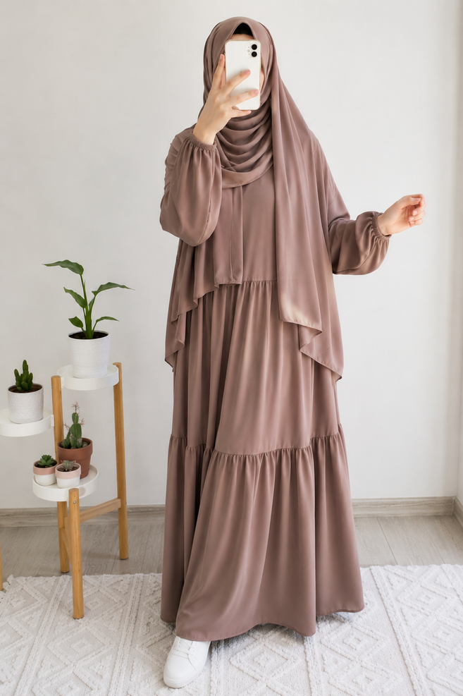 TUBA FRILL ABAYA | LIP NUDE