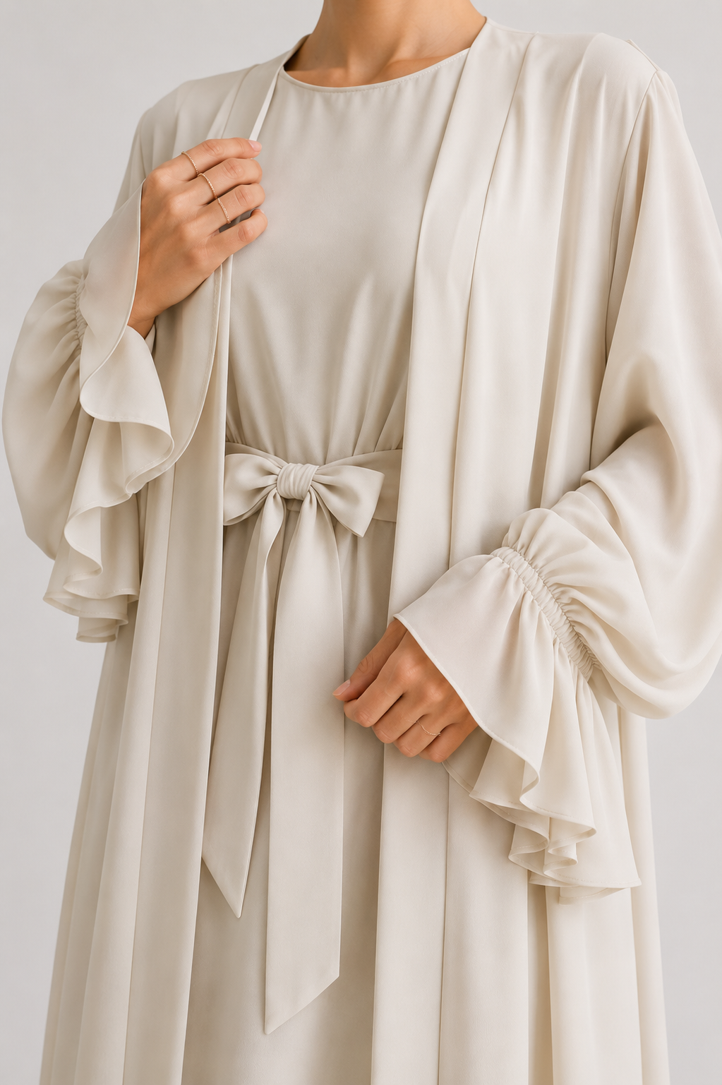 EBRAH DOUBLE SHRUG ABAYA | NUDE
