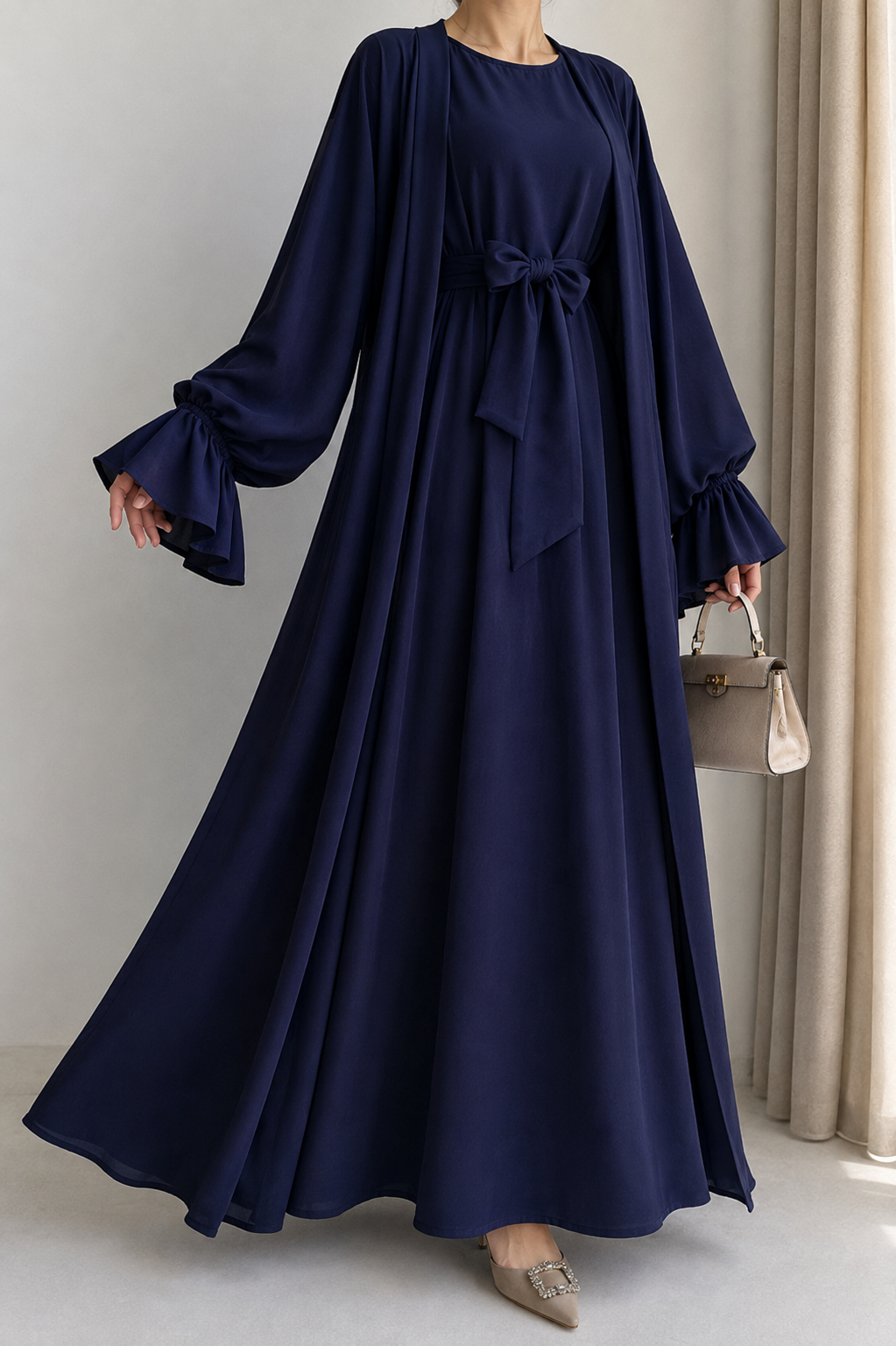 EBRAH DOUBLE SHRUG ABAYA | NAVY BLUE