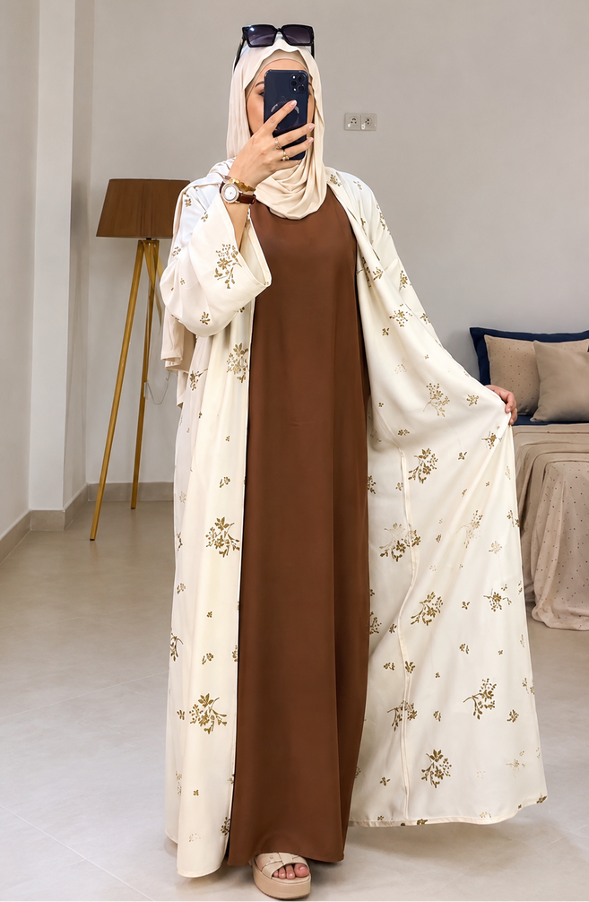 NURA DOUBLE SHRUG ABAYA | COPPER