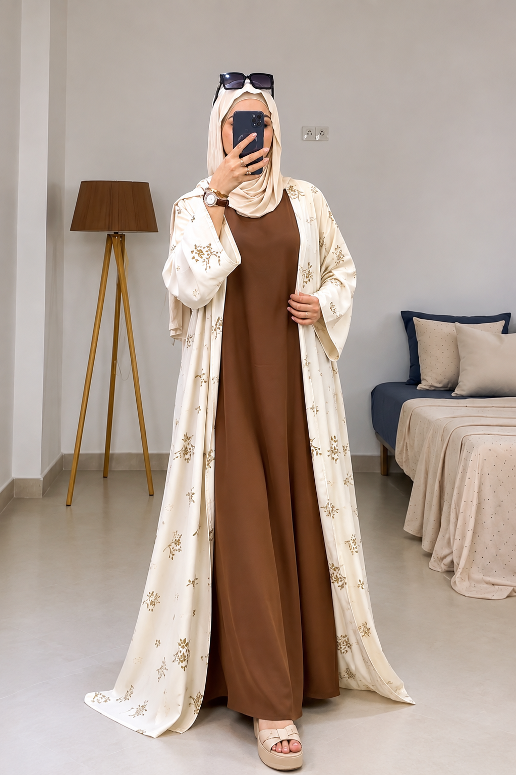 NURA DOUBLE SHRUG ABAYA | COPPER