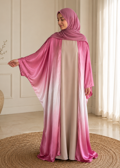 AVA DOUBLE SHRUG ABAYA | PINK