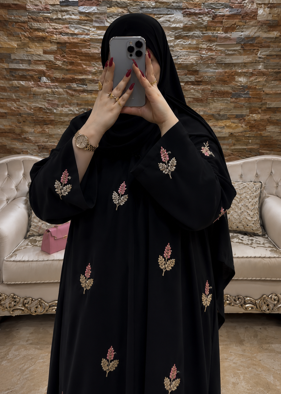 AL-HUSNA EMBROIDERY WORK ABAYA | PRINT- 02