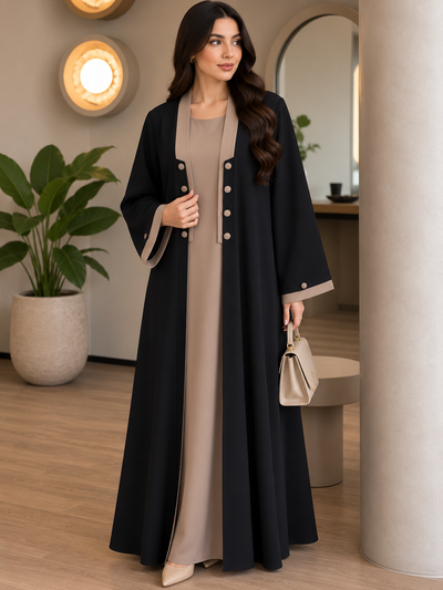 KEHKASHA DOUBLE SHRUG ABAYA | COLLER BROWN