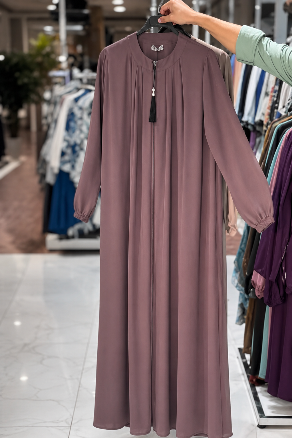 SUHANA BASIC ZIPPER ABAYA | DUSTY PINK