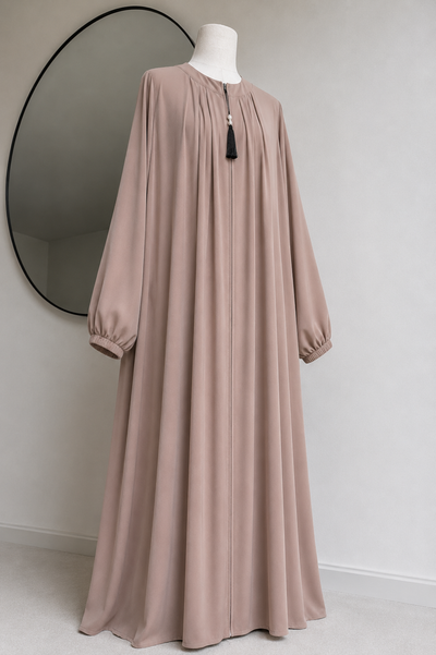 SUHANA BASIC ZIPPER ABAYA | NUDE
