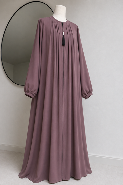 SUHANA BASIC ZIPPER ABAYA | DUSTY PINK