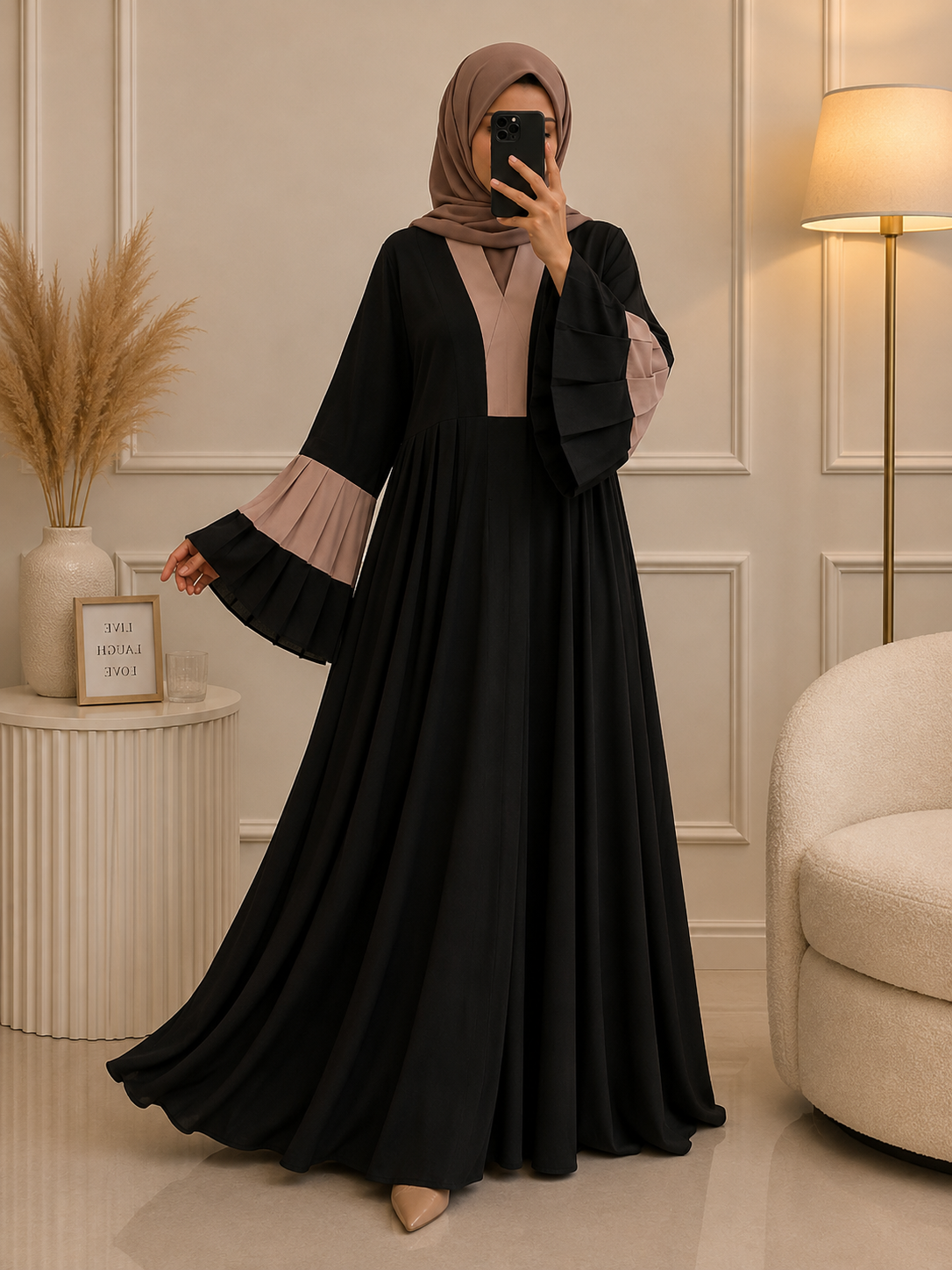 8815 - KINZAH PLEATED ABAYA | BLUE