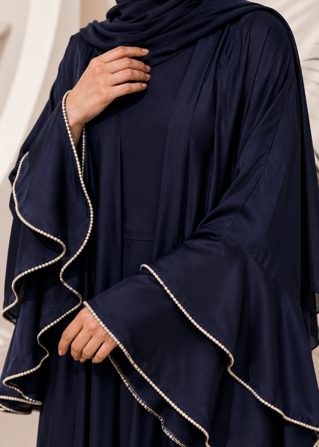 AL-NUHA DOUBLE SHRUG ABAYA | NAVY BLUE