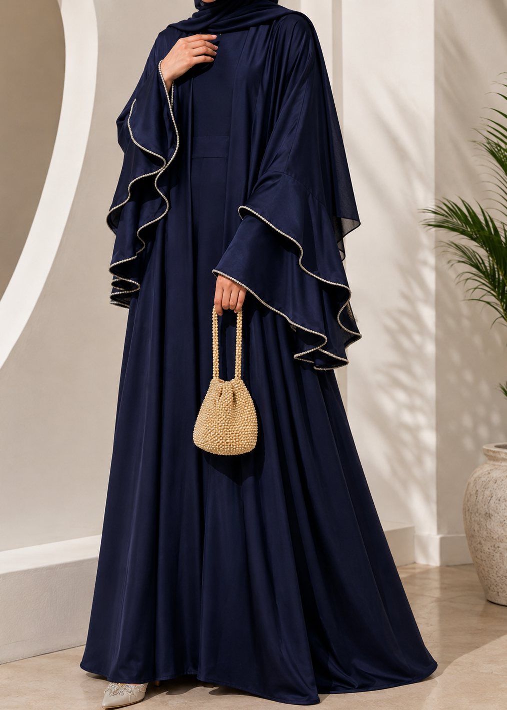 AL-NUHA DOUBLE SHRUG ABAYA | NAVY BLUE
