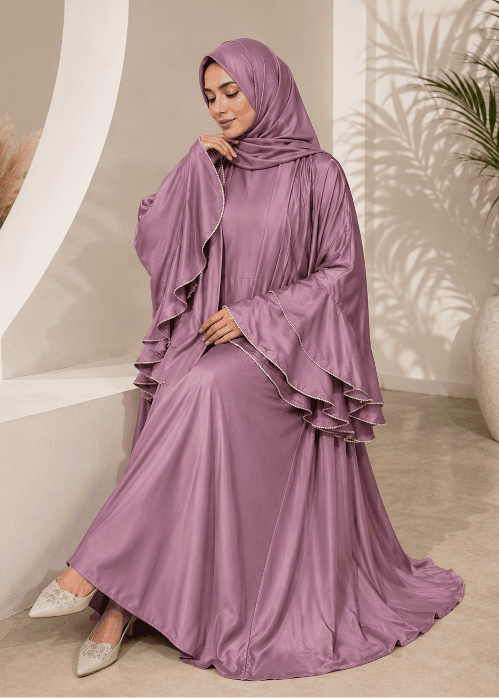 AL-NUHA DOUBLE SHRUG ABAYA | PINK
