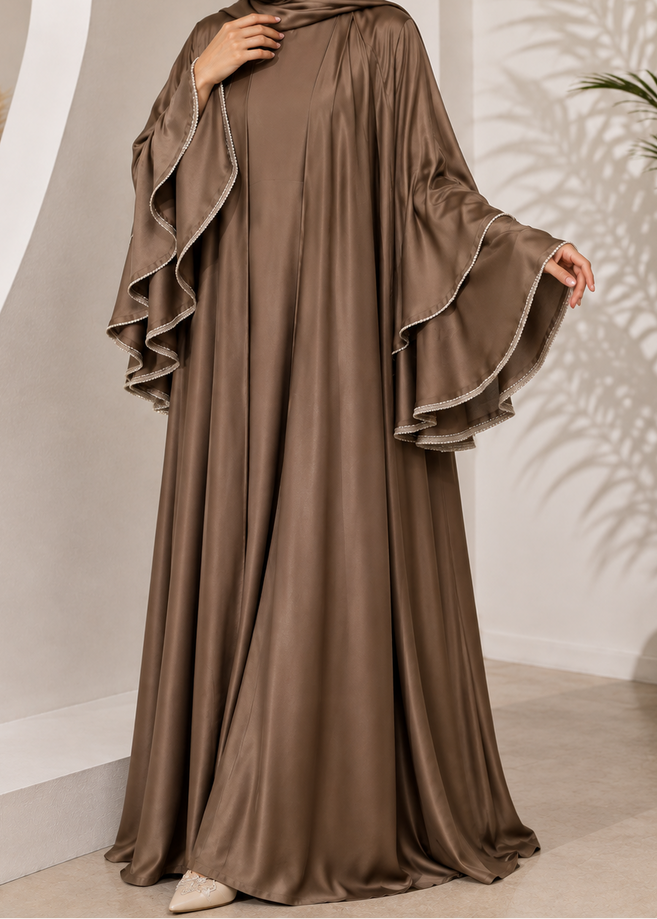 AL-NUHA DOUBLE SHRUG ABAYA | GOLDEN