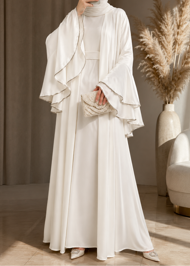 AL-NUHA DOUBLE SHRUG ABAYA | WHITE