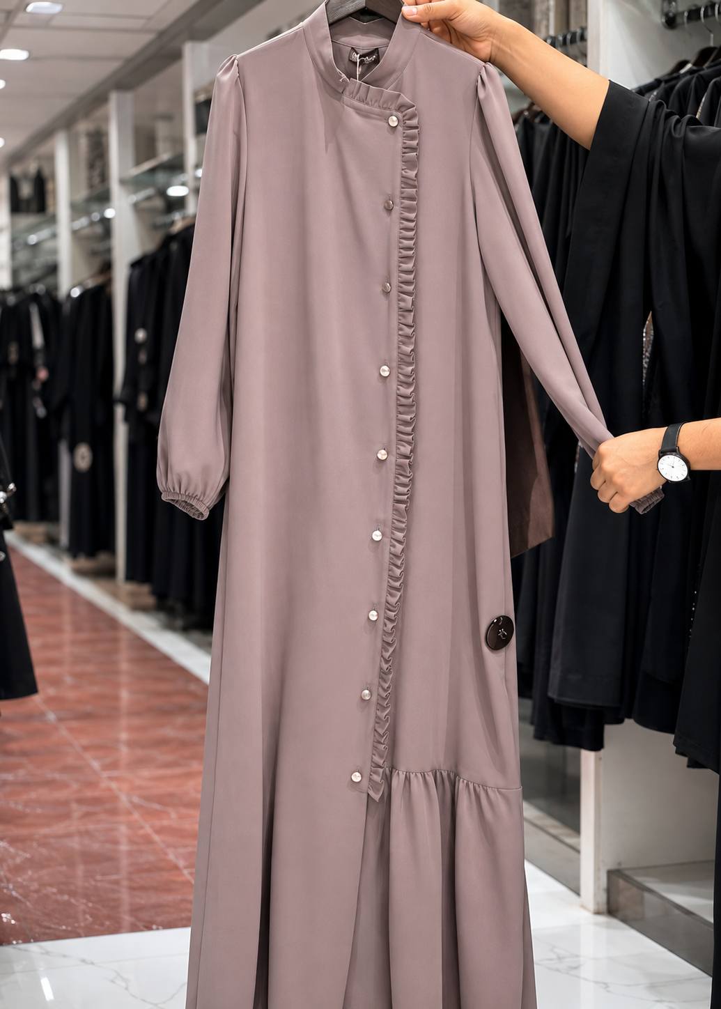 MAYSHAH FRONT OPEN ABAYA | NUDE