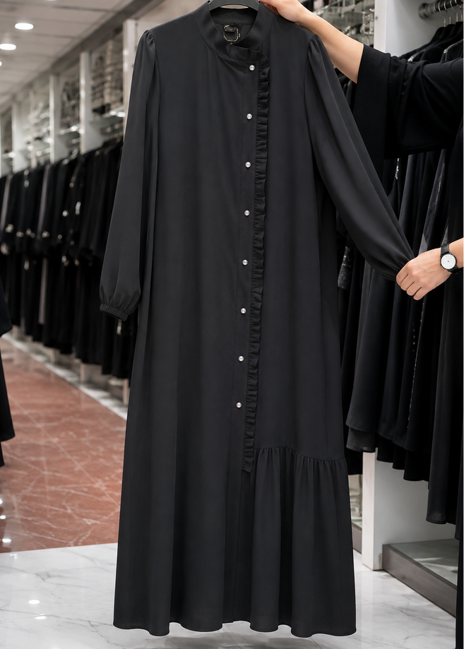 MAYSHAH FRONT OPEN ABAYA | BLACK