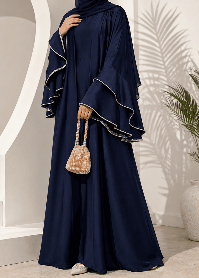 AL-NUHA DOUBLE SHRUG ABAYA | NAVY BLUE