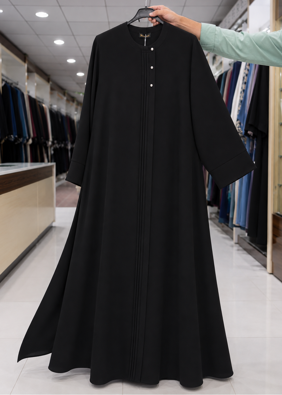 MADIHA FRONT OPEN ABAYA | BLACK