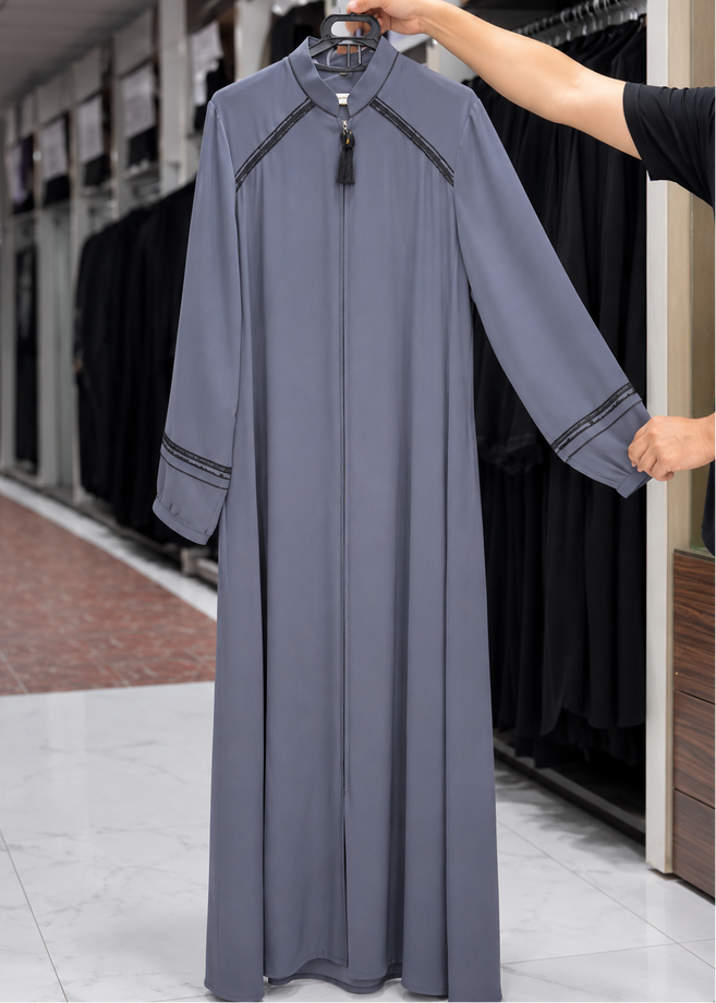 HIZA ZIPPER ABAYA | LITE GRAY