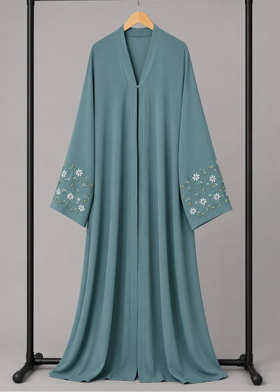 AL-KOUSAR HANDWORK ABAYA | SEA GREEN