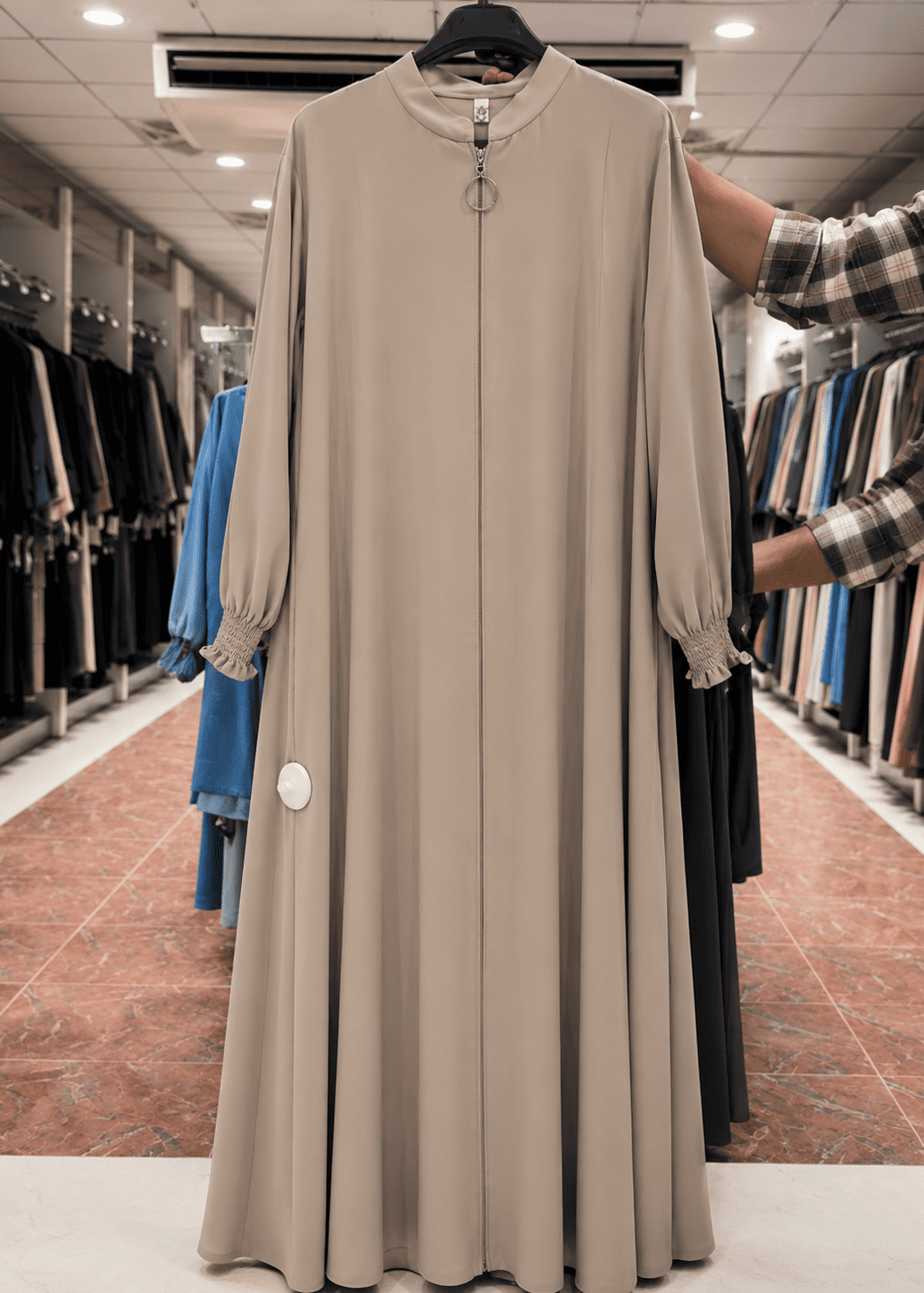 MEHNAAZ PINTEX ZIPPER ABAYA | NUDE