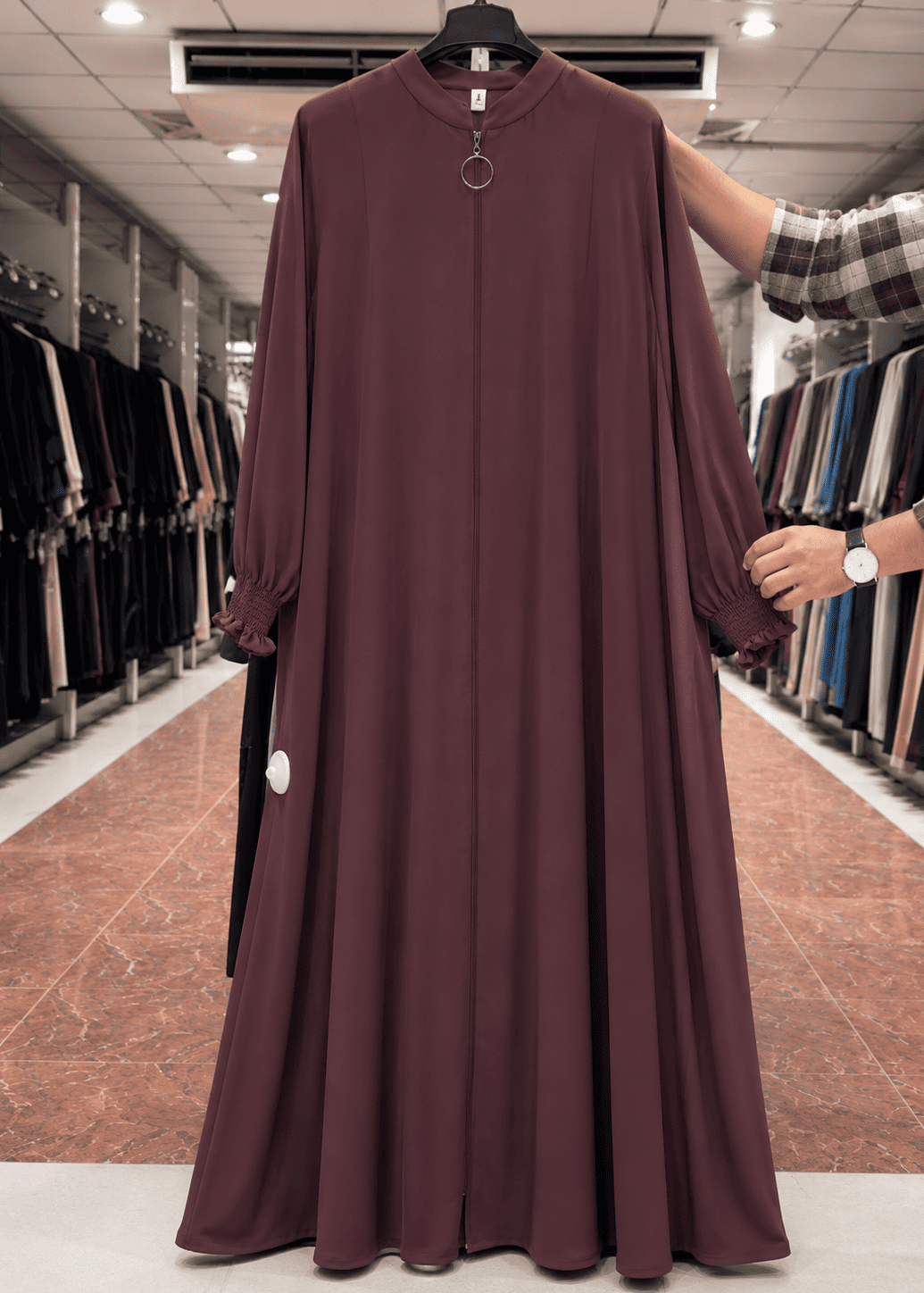 MEHNAAZ PINTEX ZIPPER ABAYA | DUSTY PINK