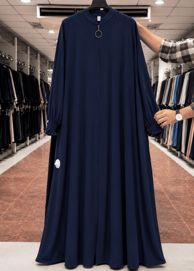 MEHNAAZ PINTEX ZIPPER ABAYA | NAVY BLUE