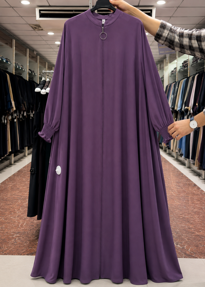 MEHNAAZ PINTEX ZIPPER ABAYA | PURPLE