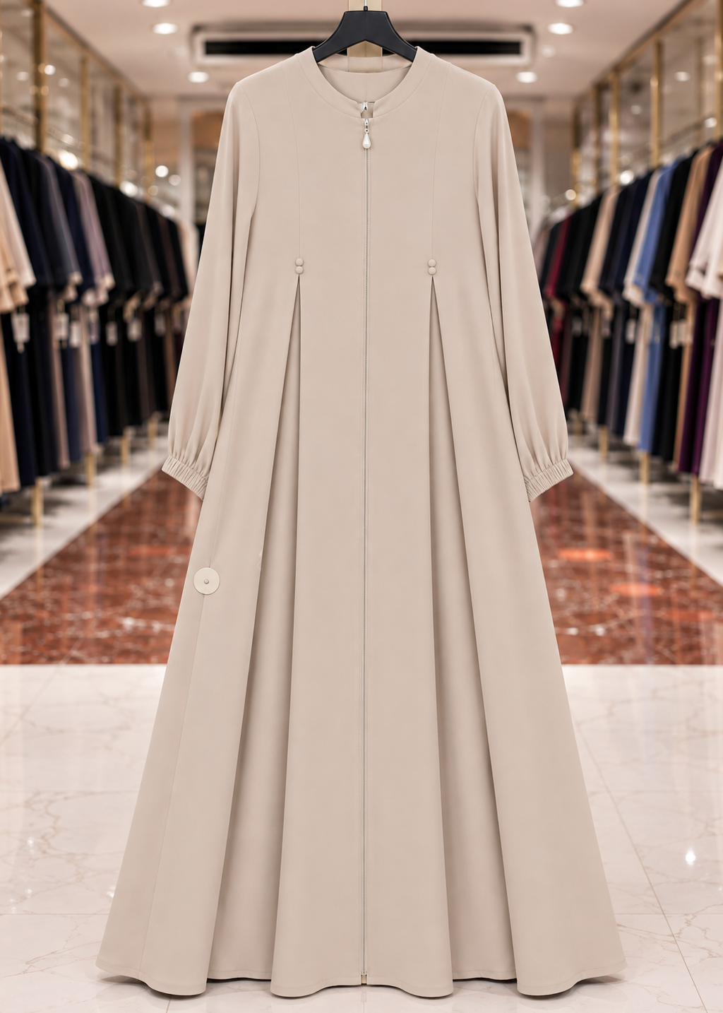 KULSUM FRONT OPEN ABAYA | NUDE