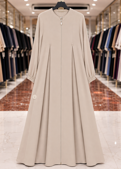 KULSUM FRONT OPEN ABAYA | NUDE