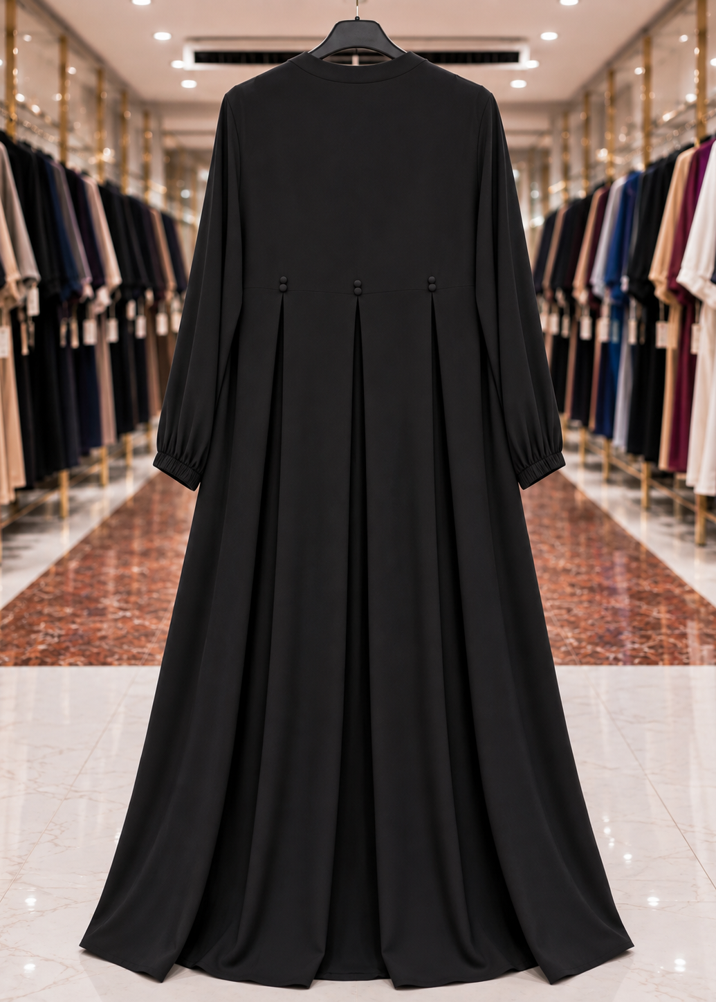 KULSUM FRONT OPEN ABAYA | BLACK