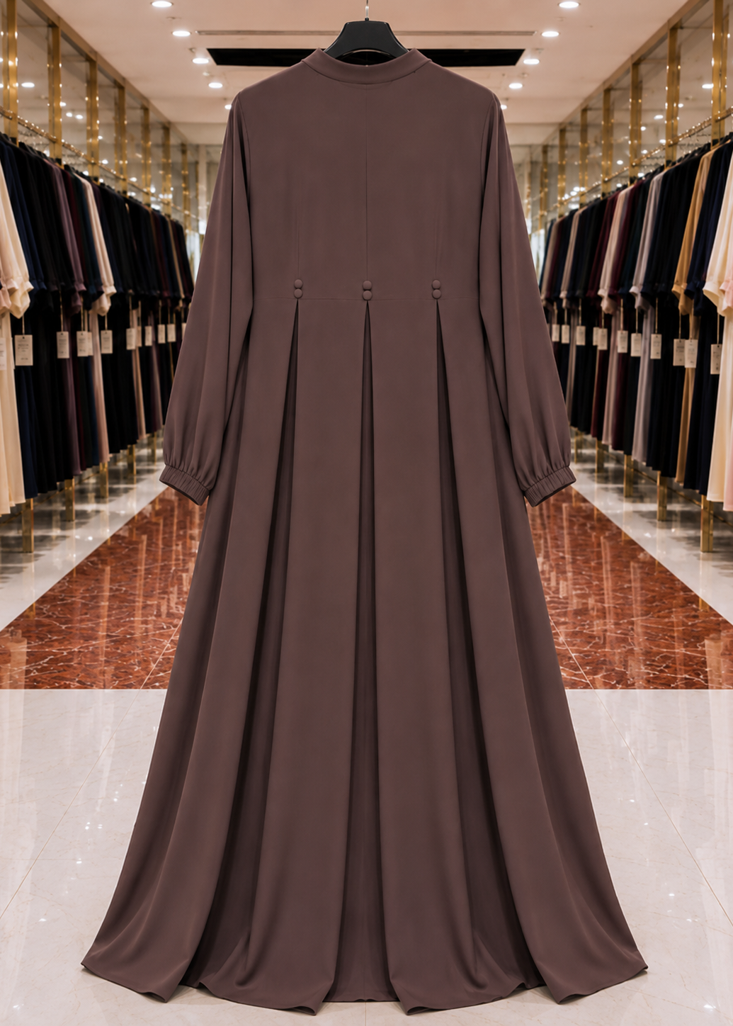 KULSUM FRONT OPEN ABAYA | CHOCOLATE BROWN