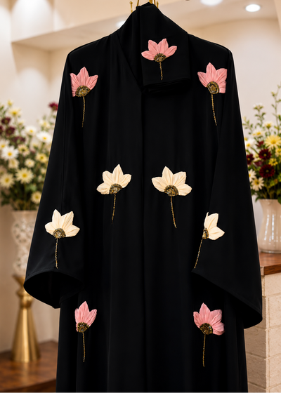 MOEZA FRONT OPEN ABAYA | PEACH