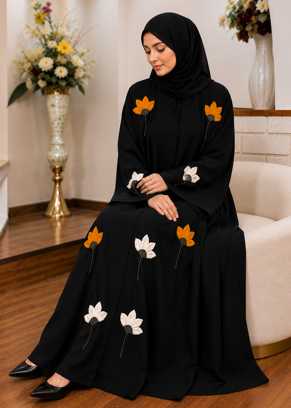 MOEZA FRONT OPEN ABAYA | ORNG
