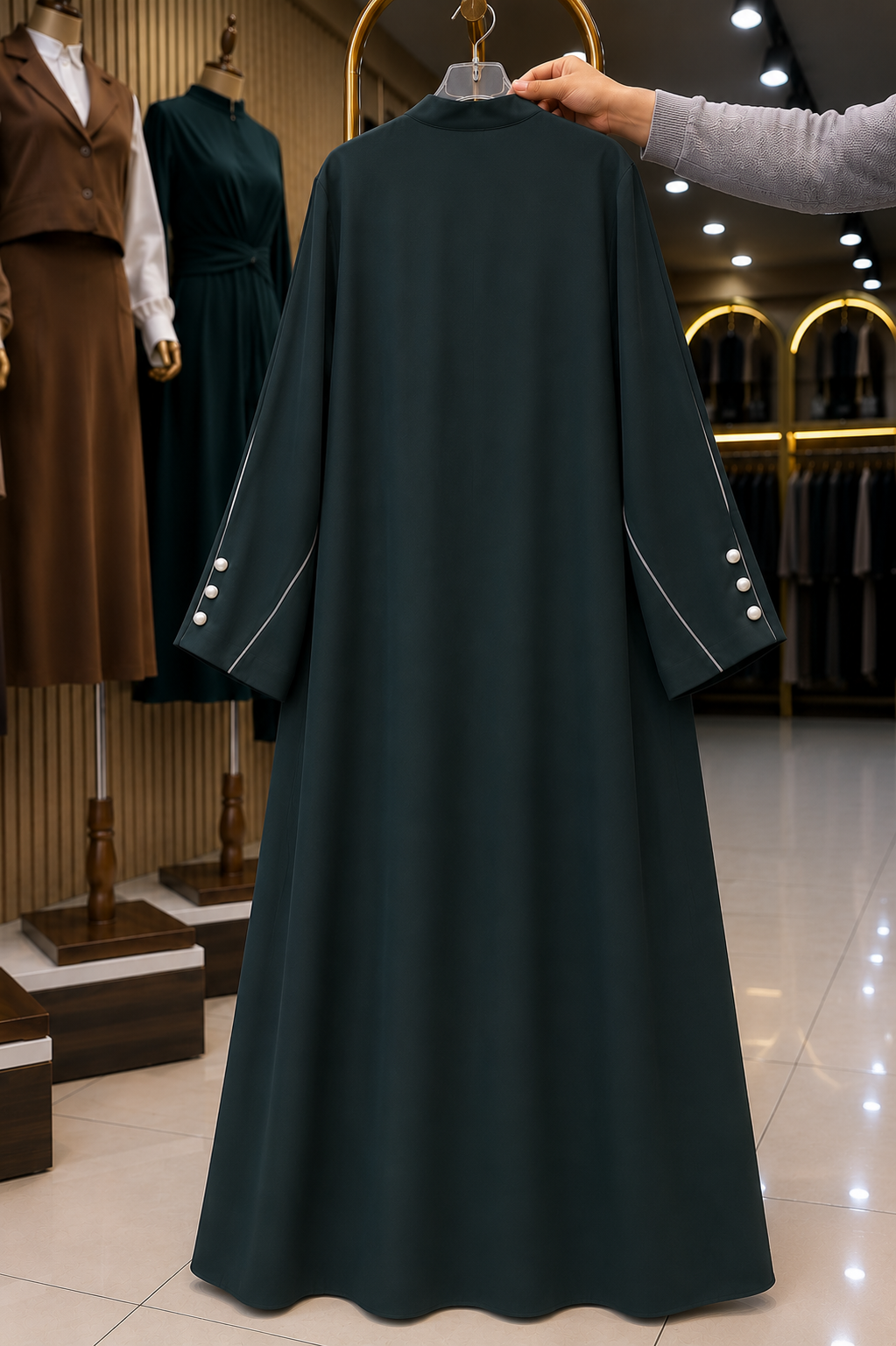 MUNAZZAH FRONT OPEN ABAYA | RAMA GREEN