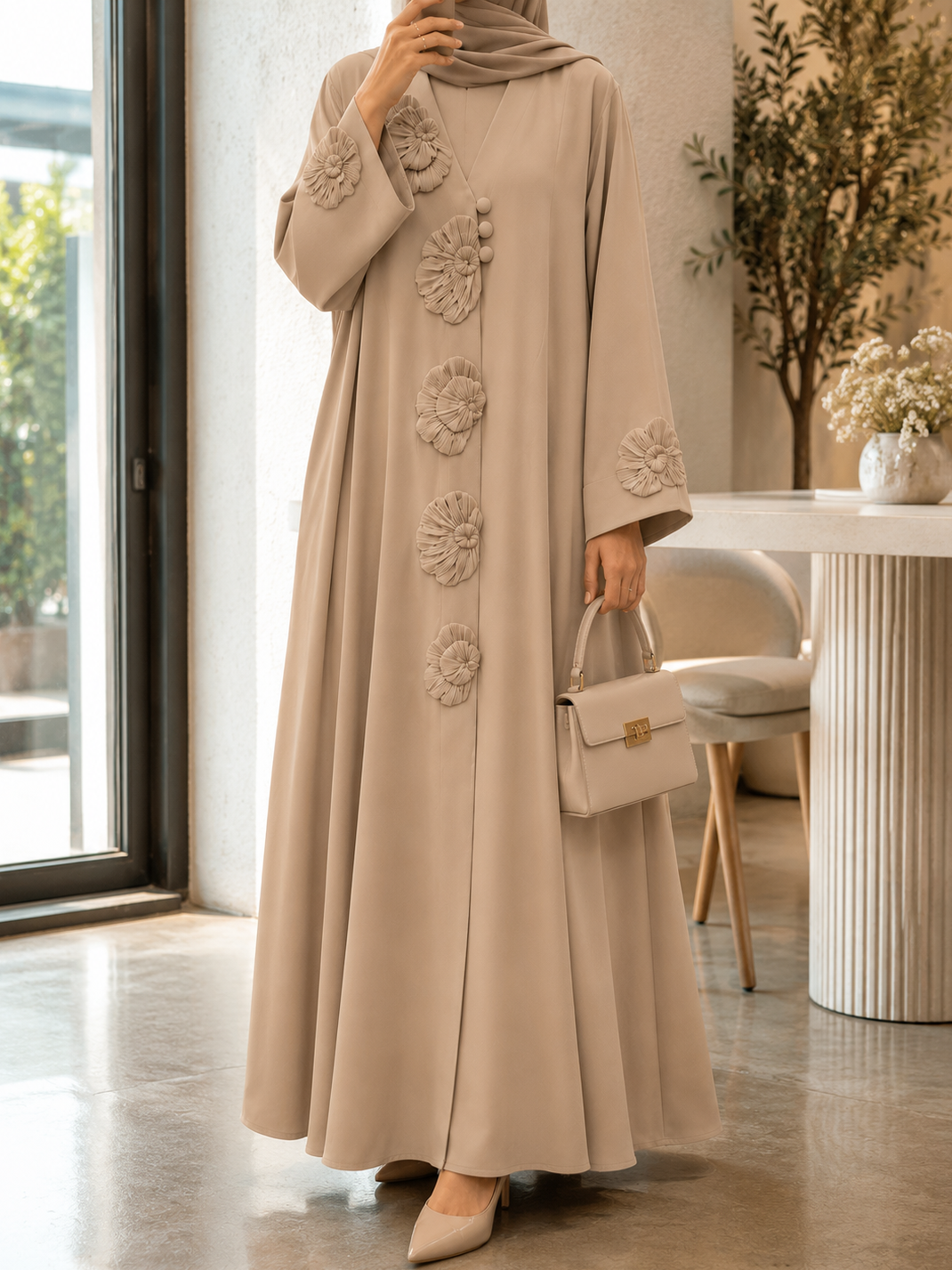 IFLAH FRONT OPEN ABAYA | NUDE