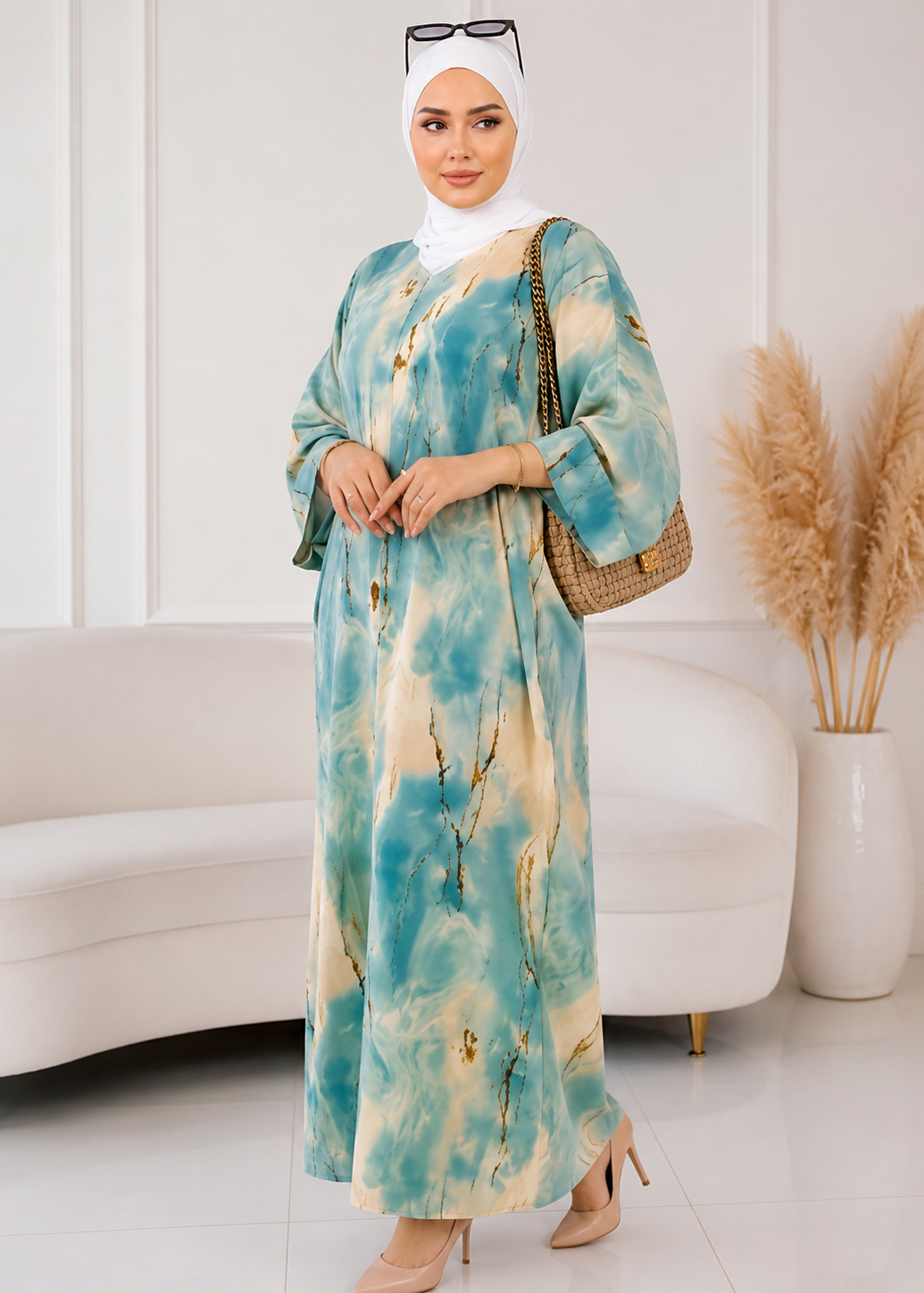 KINZA PRINTED KAFTAN ABAYA | SHADE-05