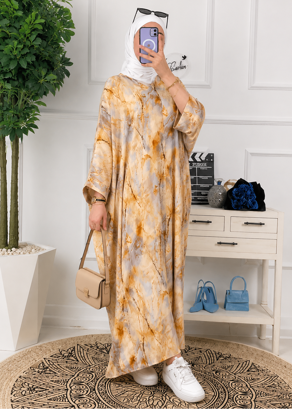 KINZA PRINTED KAFTAN ABAYA | SHADE-02