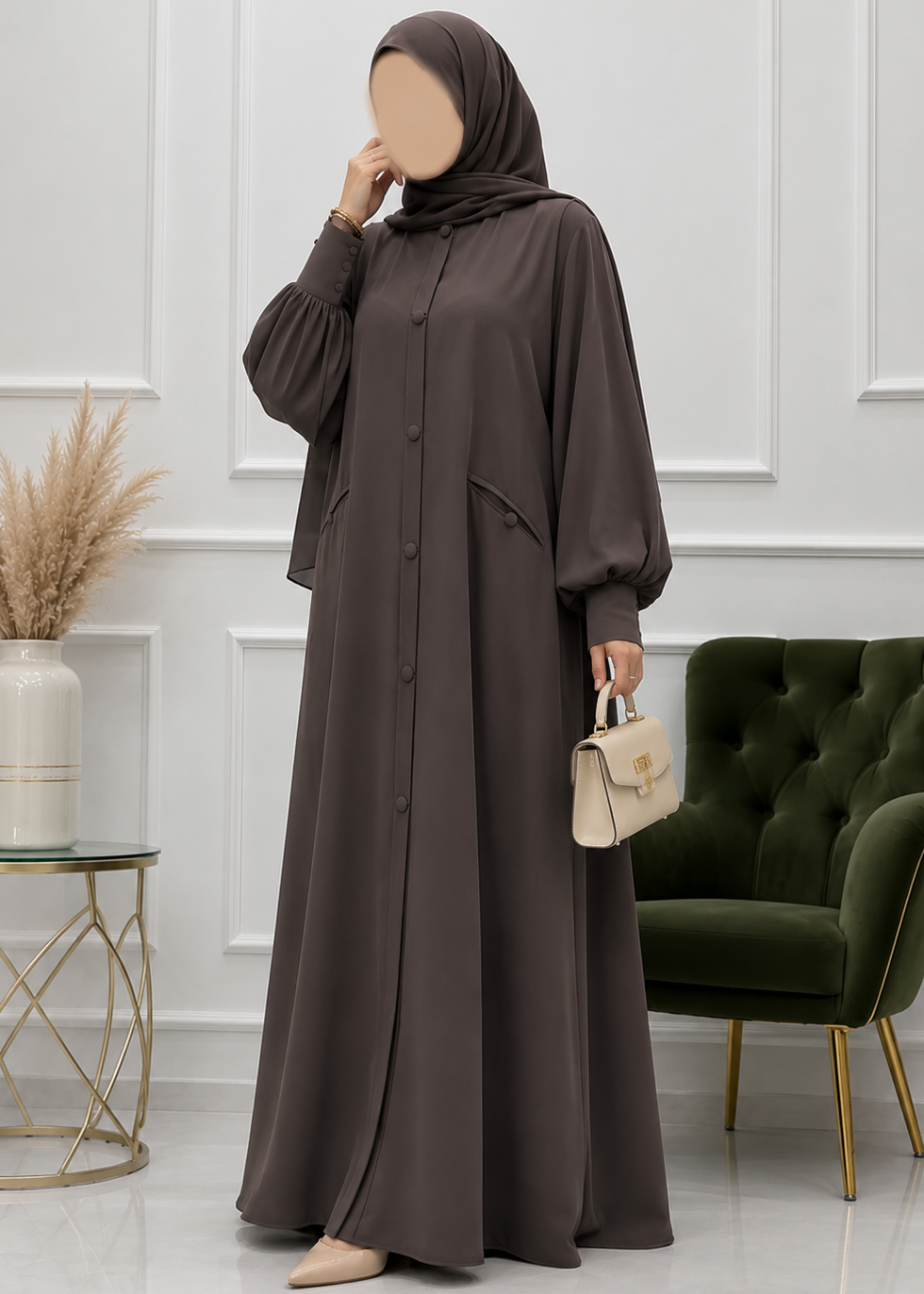 SAMIYAH POCKET ABAYA | BROWN