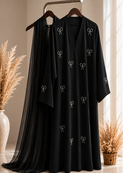 LAYA LUXE - BOW ABAYA | BLACK