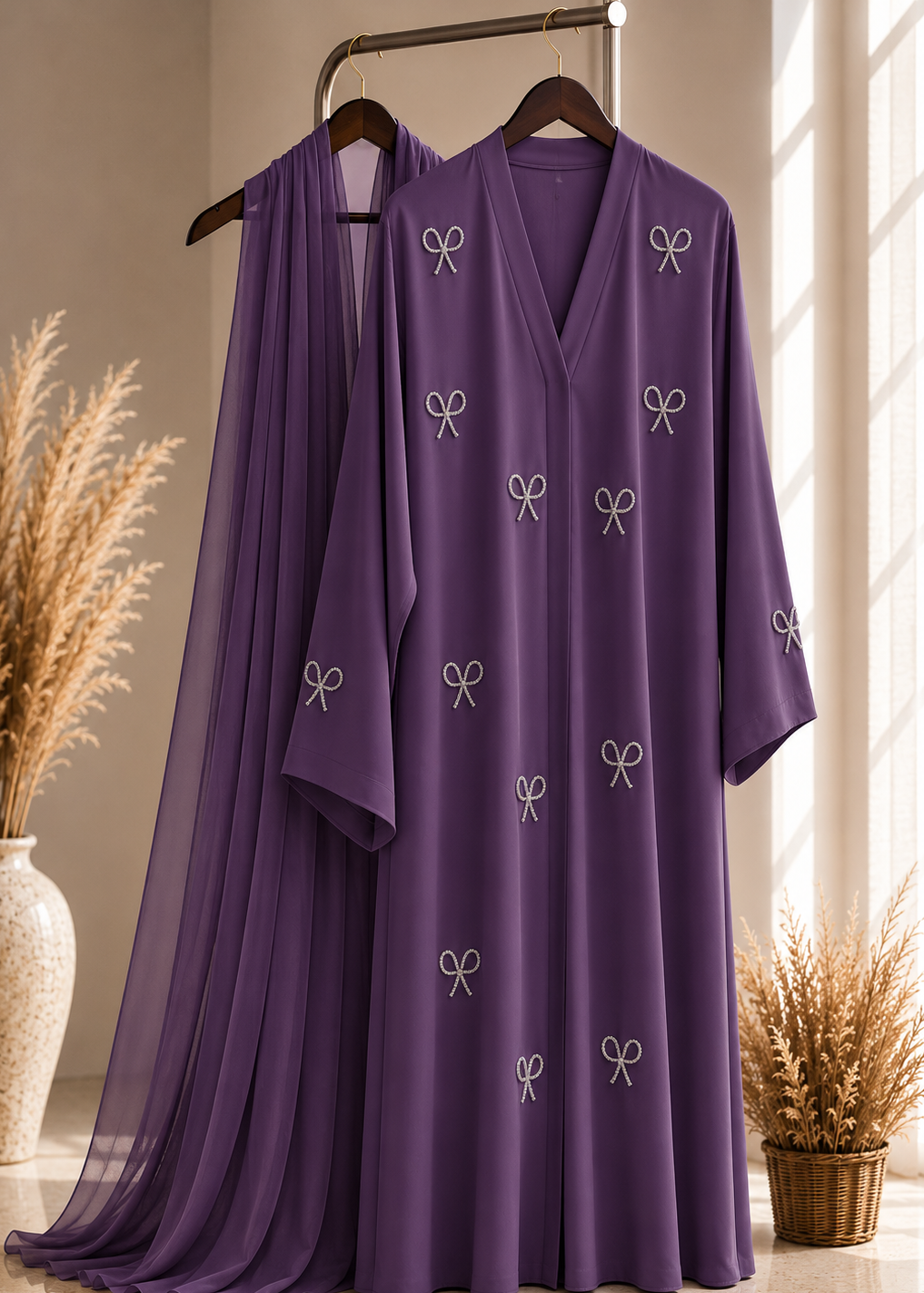 LAYA LUXE - BOW ABAYA | PURPLE