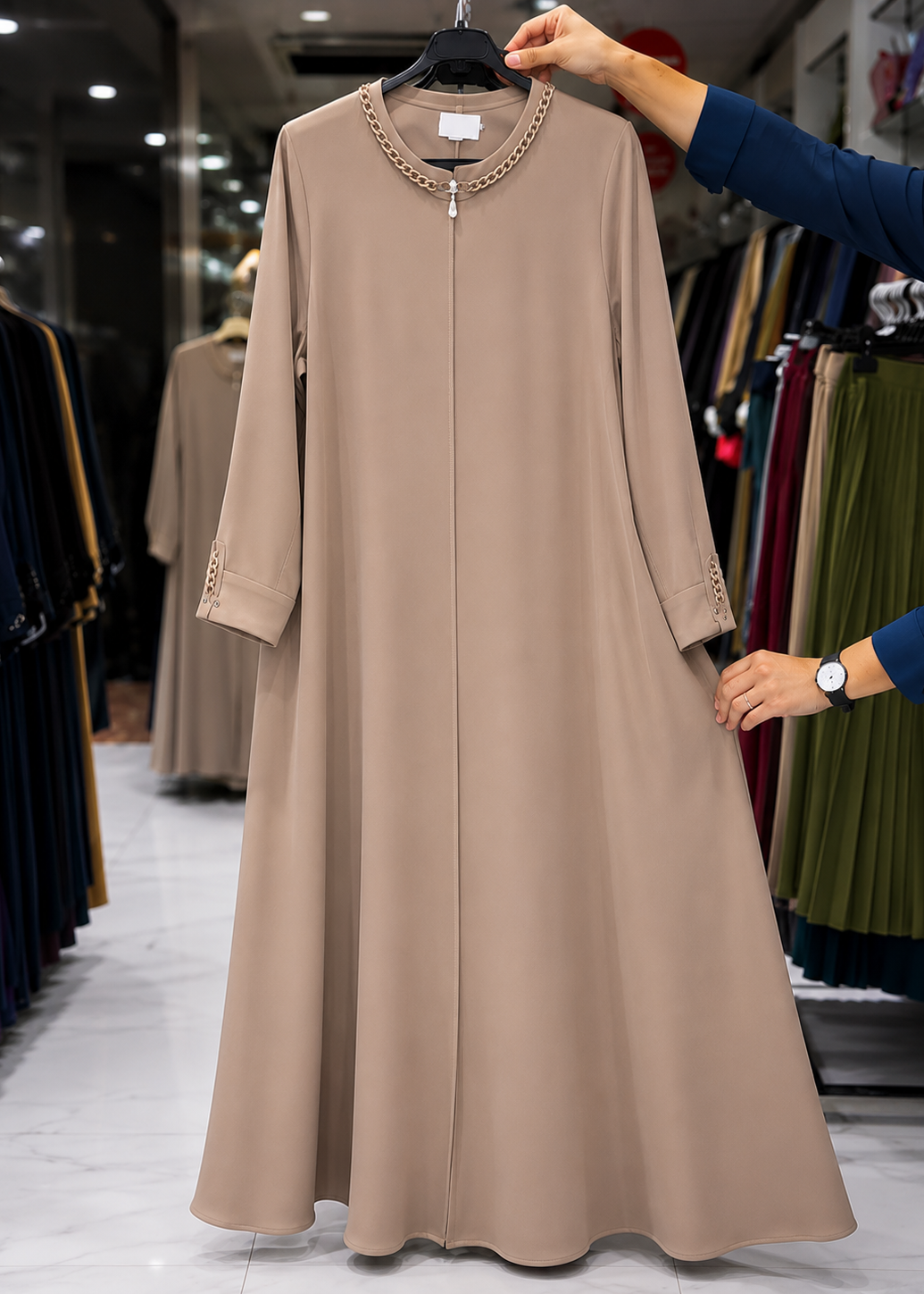 DANEEN ZIPPER ABAYA | NUDE