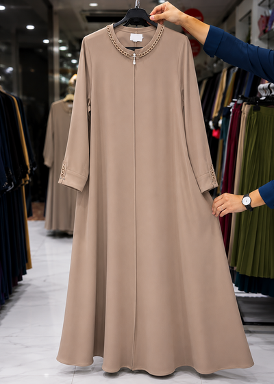 DANEEN ZIPPER ABAYA | NUDE