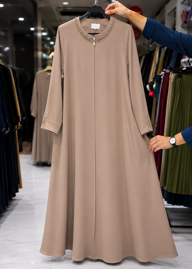 DANEEN ZIPPER ABAYA | NUDE